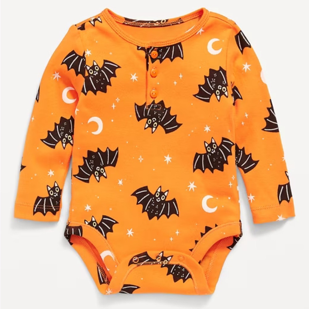 Old Navy Orange Bat Print Baby Onesie